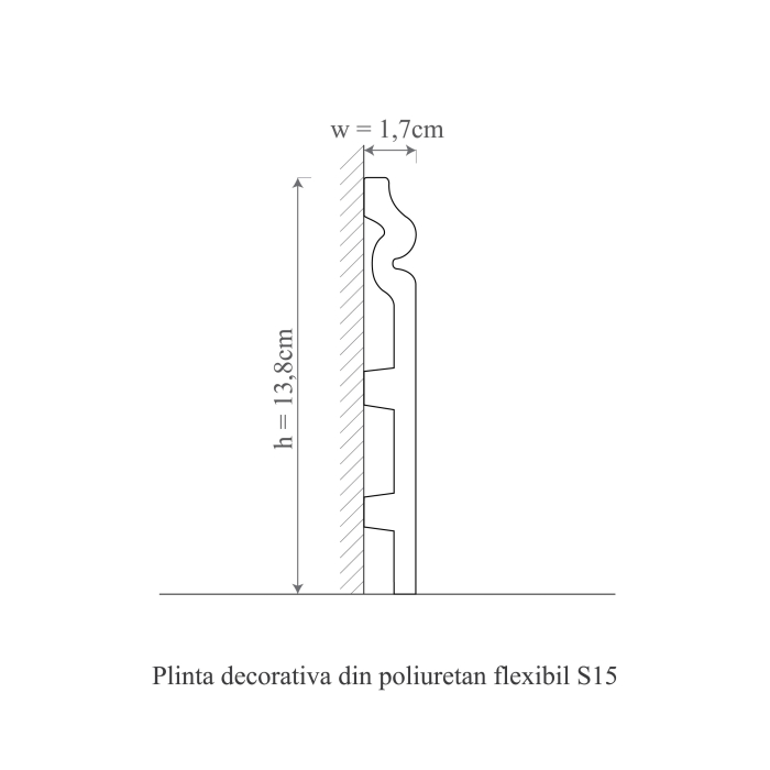 Plinta decorativa din polimer rigid S15 - 13.8x1.7x200 cm [4]