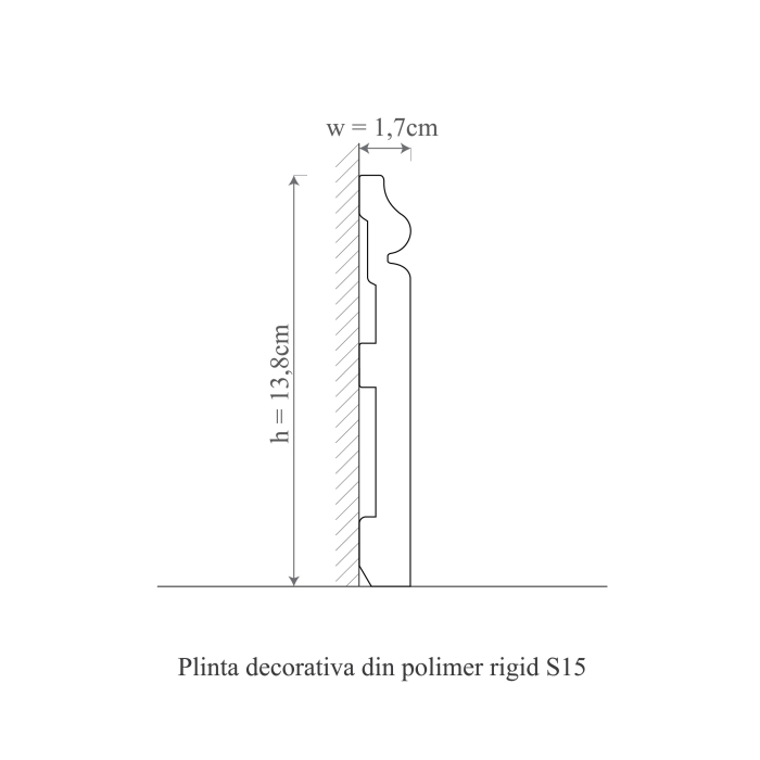 Plinta decorativa din polimer rigid S15 - 13.8x1.7x200 cm [2]