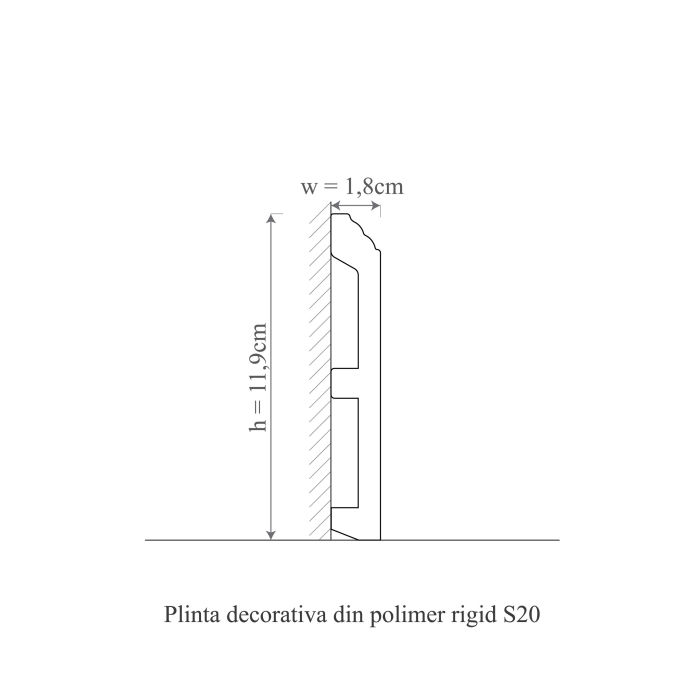 Plinta decorativa din polimer rigid S20 - 11.9x1.8x200 cm [2]