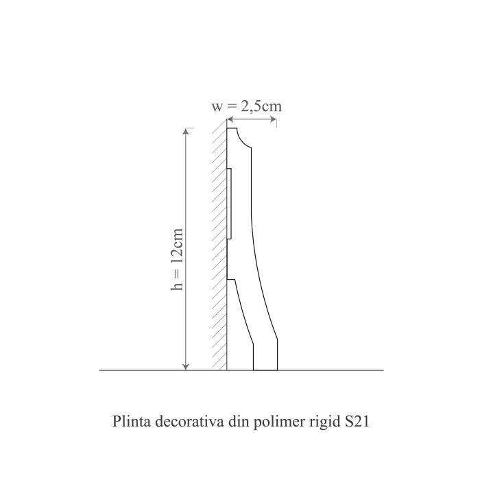 Plinta decorativa din polimer rigid S21 - 12x2.5x200 cm [2]