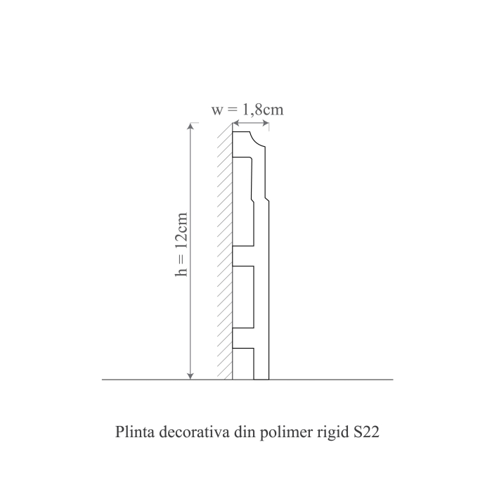 Plinta decorativa din polimer rigid S22 - 12x1.8x200 cm [2]