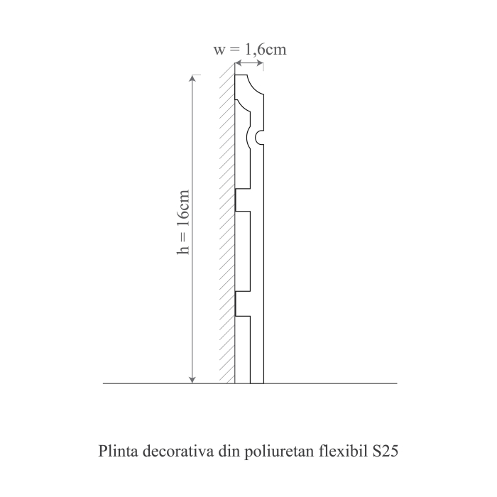 Plinta decorativa din polimer rigid S25 - 16x1.5x200 cm [4]