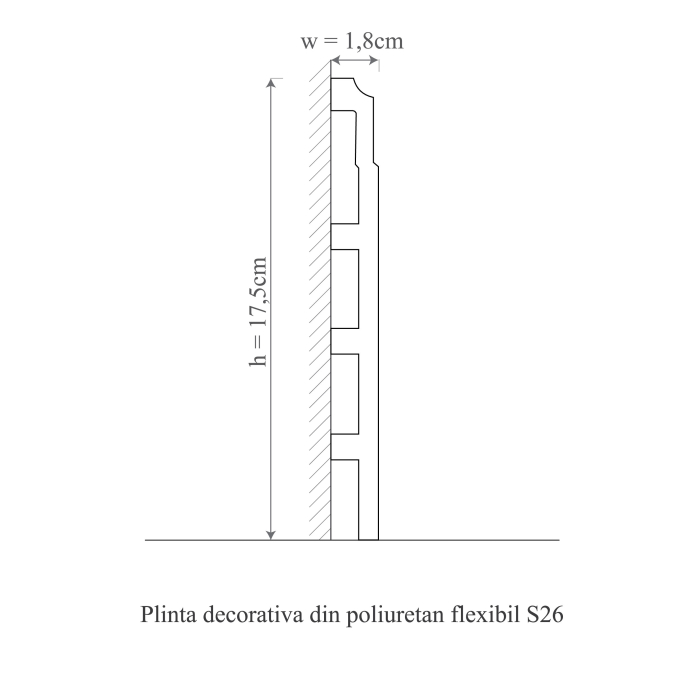 Plinta decorativa din polimer rigid S26 - 17.5x1.8x200 cm [4]