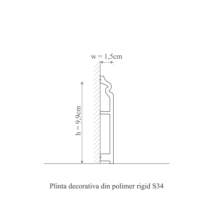Plinta decorativa din polimer rigid S34 - 9.9x1.5x200 cm [2]