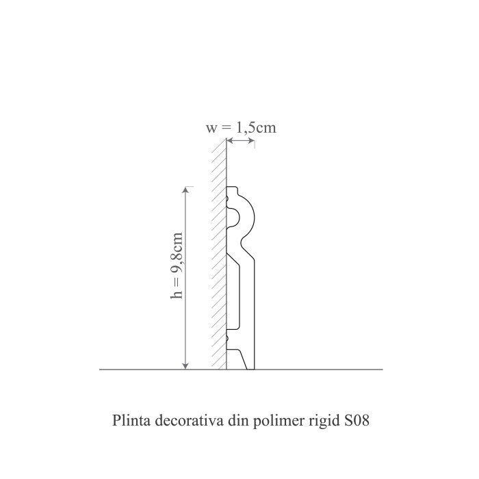 Plinta decorativa din polimer rigid S8 - 9.8x1.5x200 cm [2]