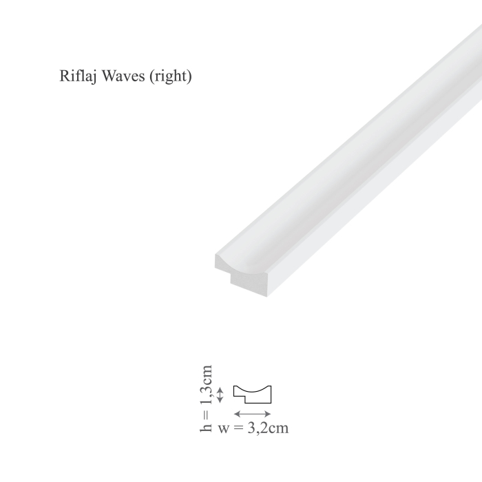 Profil dreapta panou riflaj decorativ 3D din polimer rigid, model Waves R - 3.2x1.3x250 cm [1]