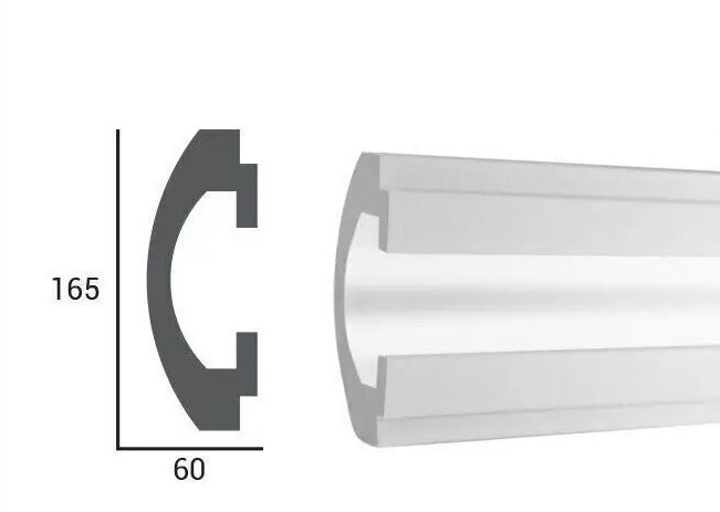 Profil pentru banda LED din polistiren extrudat acoperit cu rasina minerala KD112 - 6x16.5x115 cm [2]