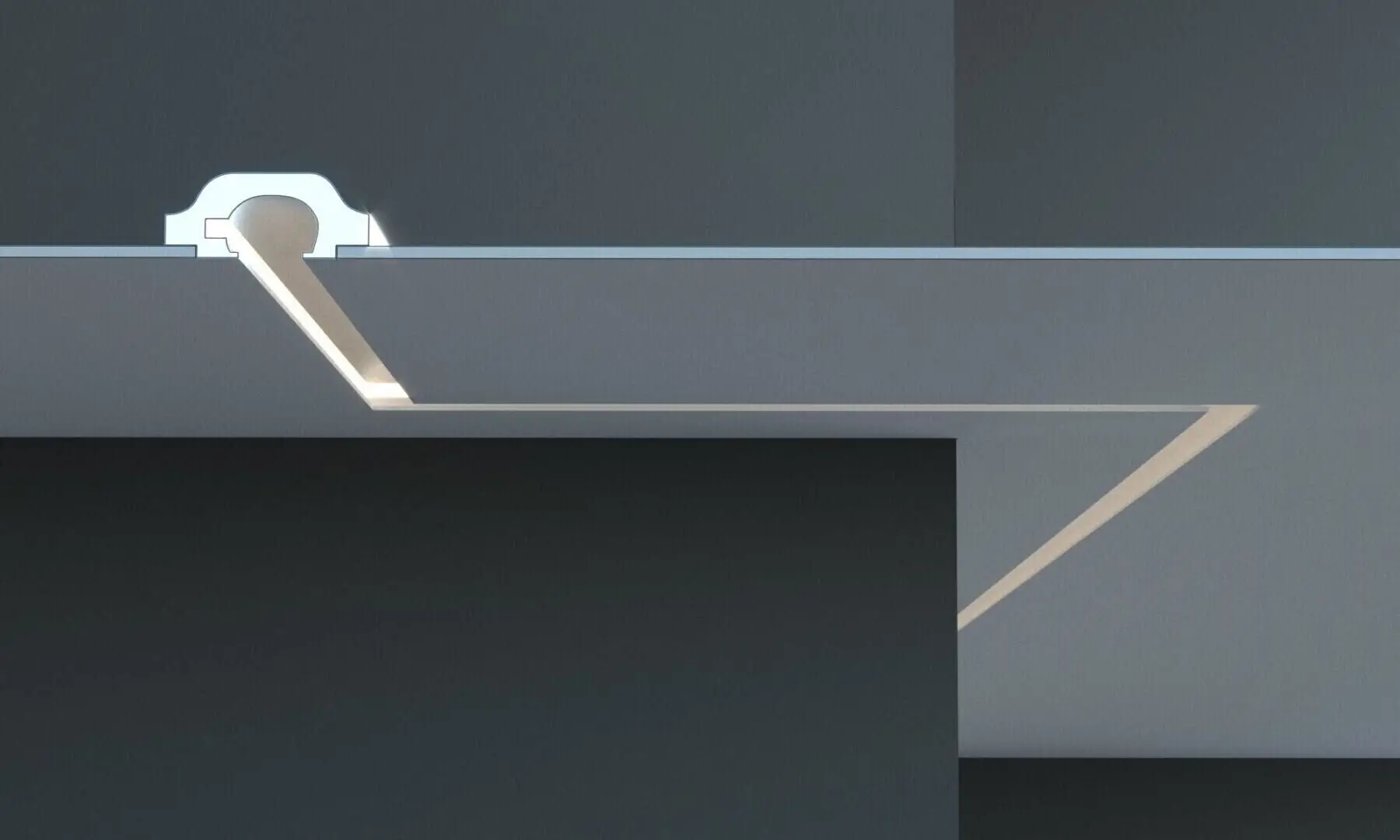 Profil pentru banda LED din polistiren extrudat acoperit cu rasina minerala KD120 - 7x16.5x115 cm [1]