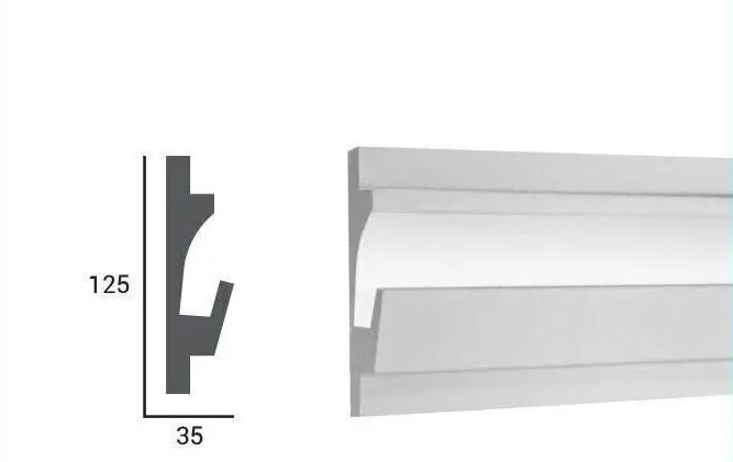 Profil pentru banda LED din polistiren extrudat acoperit cu rasina minerala KD401 - 12.5x3.5x115 cm [2]