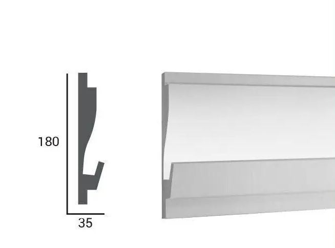 Profil pentru banda LED din polistiren extrudat acoperit cu rasina minerala KD405 - 18x3.5x115 cm [3]