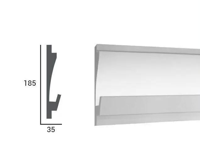 Profil pentru banda LED din polistiren extrudat acoperit cu rasina minerala KD406 - 18.5x3.5x115 cm [3]