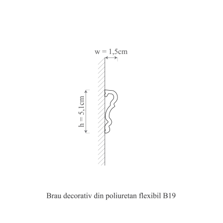 Brau decorativ din poliuretan flexibil B19F - 5.1x1.5x200 cm [1]