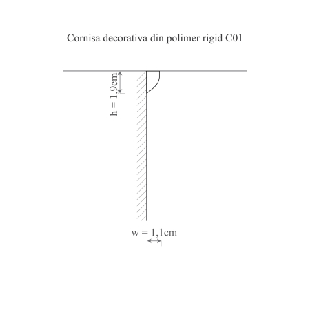 Cornisa decorativa din polimer rigid C1 - 1.1x1.9x200 cm [1]