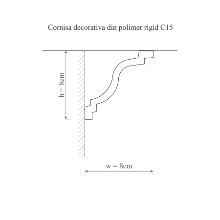 Cornisa decorativa din polimer rigid C15 - 8x8x200 cm [1]