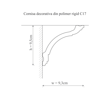 Cornisa decorativa din polimer rigid C17 - 9.3x9.5x200 cm [1]