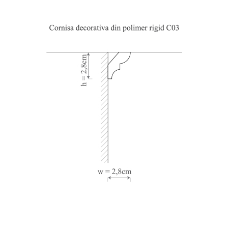 Cornisa decorativa din polimer rigid C3 - 2.8x2.8x200 cm [1]