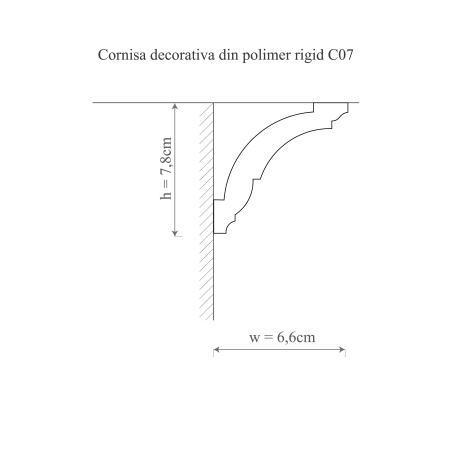 Cornisa decorativa din polimer rigid C7 - 7.8x6.6x200 cm [1]