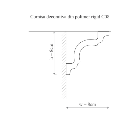 Cornisa decorativa din polimer rigid C8 - 8x8x200 cm [1]