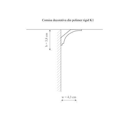 Cornisa decorativa din polimer rigid K1 - 4.3x3.8x200 cm [1]