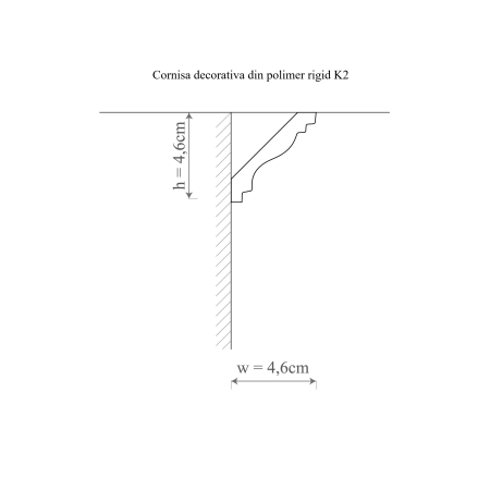 Cornisa decorativa din polimer rigid K2 - 4.6x4.6x200 cm [1]