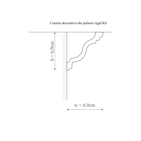 Cornisa decorativa din polimer rigid K6 - 6.9x6.9x200 cm [1]