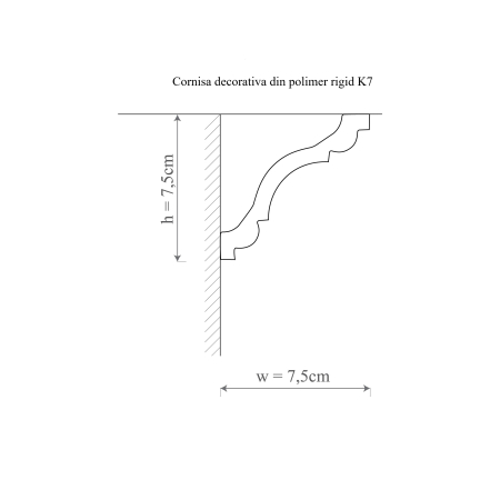 Cornisa decorativa din polimer rigid K7 - 7.5x7.5x200 cm [1]