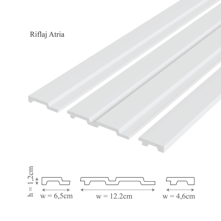 Panou riflaj decorativ 3D din polimer rigid, model Atria - 12.2x1x270 cm [2]