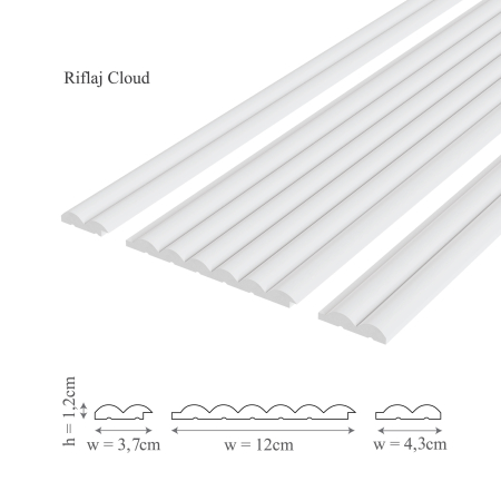 Panou riflaj decorativ 3D din polimer rigid, model Cloud - 12x1.2x250 cm [2]
