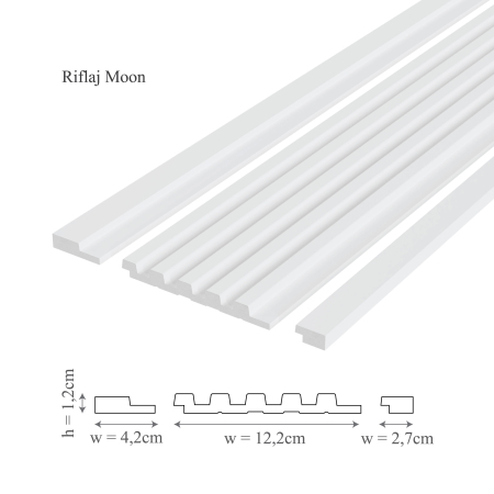Panou riflaj decorativ 3D din polimer rigid, model Moon - 12.2x1.2x250 cm [2]