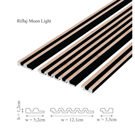 Panou riflaj decorativ 3D din polimer rigid, model Moon Light- 12.2x1.2x270 cm [2]