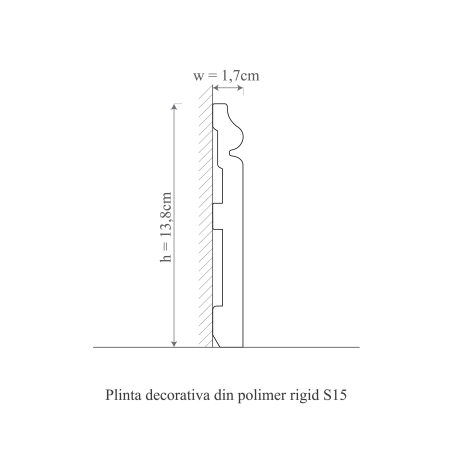 Plinta decorativa din polimer rigid S15 - 13.8x1.7x200 cm [1]