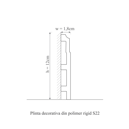 Plinta decorativa din polimer rigid S22 - 12x1.8x200 cm [1]