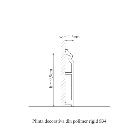 Plinta decorativa din polimer rigid S34 - 9.9x1.5x200 cm [1]