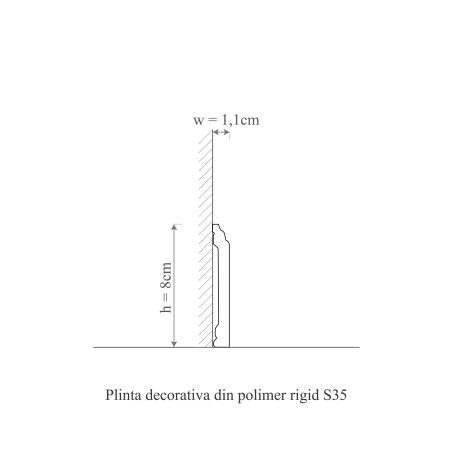 Plinta decorativa din polimer rigid S35 - 8x1.1x200 cm [2]