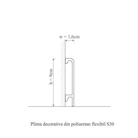 Plinta decorativa din poliuretan flexibil S30F - 9x1.6x200 cm [1]