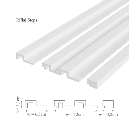 Profil dreapta panou riflaj decorativ 3D din polimer rigid, model Steps R - 3.2x2.1x250 cm [2]