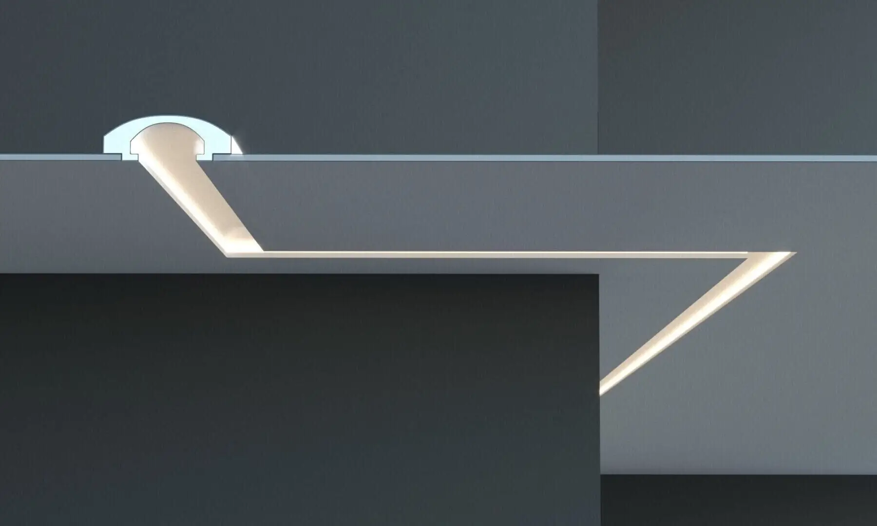 Polistiren acoperit cu rasina minerala - Profil pentru banda LED din polistiren extrudat acoperit cu rasina minerala KD112 - 6x16.5x115 cm