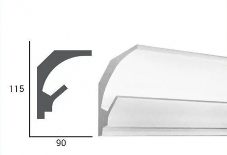 Profil pentru banda LED din polistiren extrudat acoperit cu rasina minerala KD201 - 11.5x9x115 cm [2]