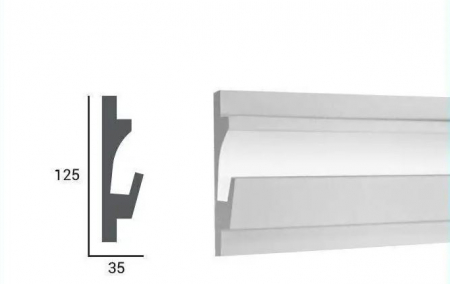 Profil pentru banda LED din polistiren extrudat acoperit cu rasina minerala KD401 - 12.5x3.5x115 cm [1]