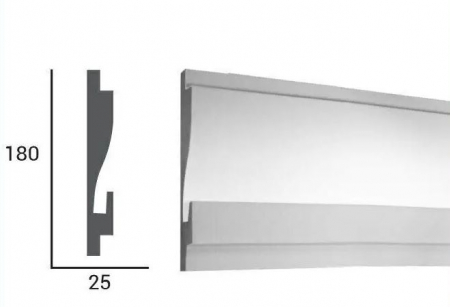 Profil pentru banda LED din polistiren extrudat acoperit cu rasina minerala KD404 - 18x2.5x115 cm [1]