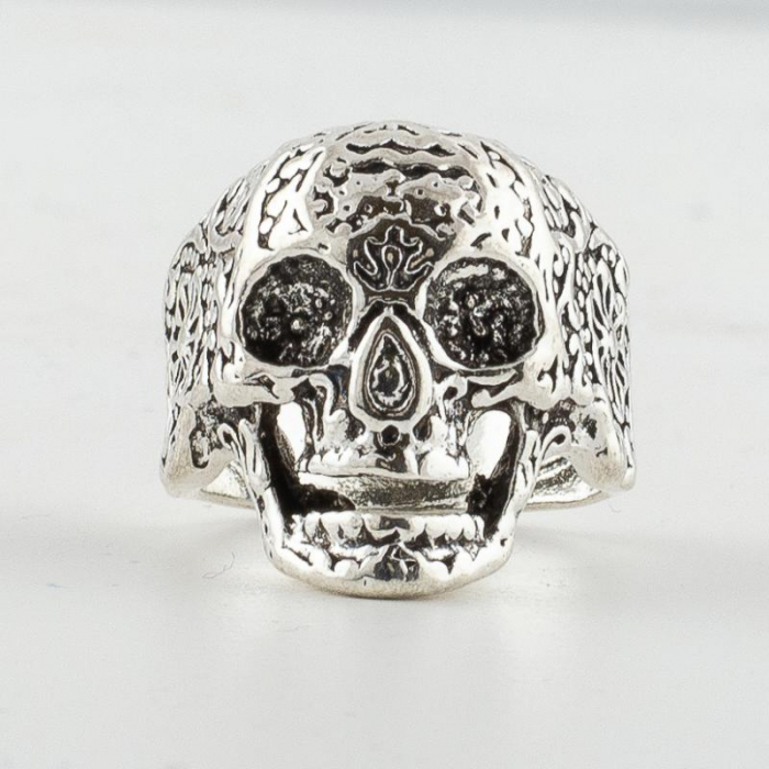 Inel metalic - Aztec Skull 2 Argintiu [1]
