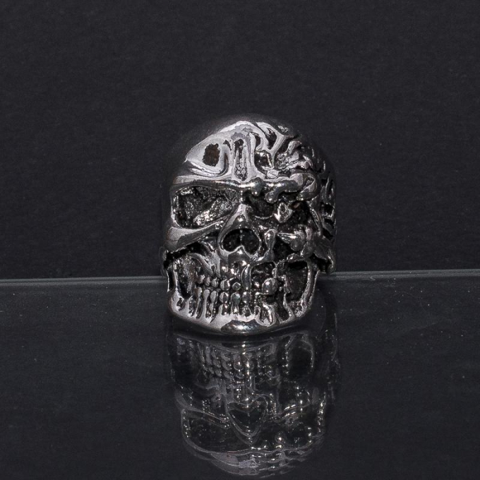 Inel metalic - Burned Skull Silver [1]