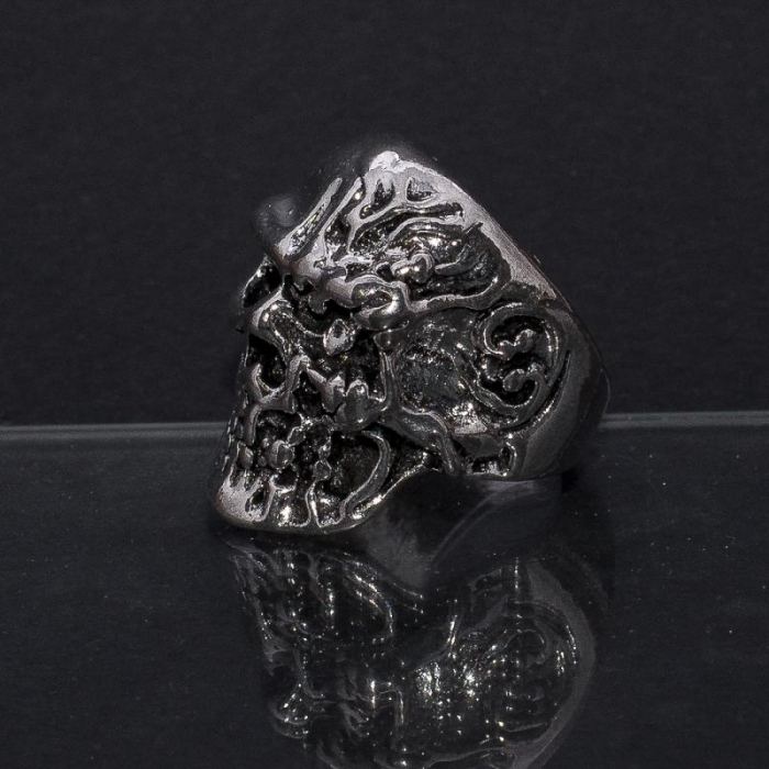 Inel metalic - Burned Skull Silver [2]