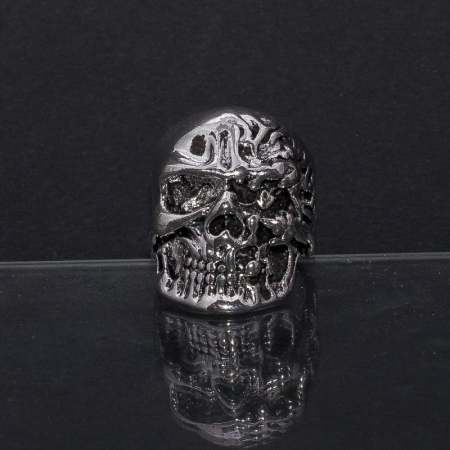 Inel metalic - Burned Skull Silver [0]