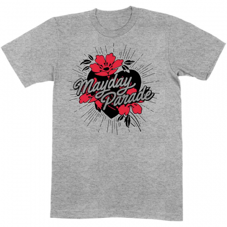 Mayday Parade - Mayday Parade Unisex Tricou: Heart and Flowers (Small)