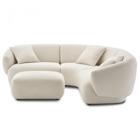 Canapele - Canapea elegantă din piele albă „Luxe Serenity”