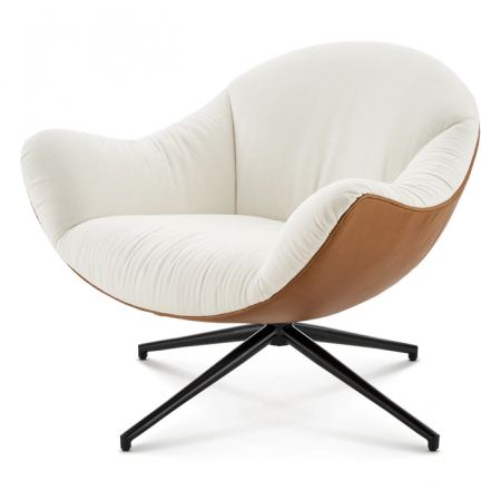 Sufragerii - Fotoliu modern din piele și stofă „Contemporary Comfort”