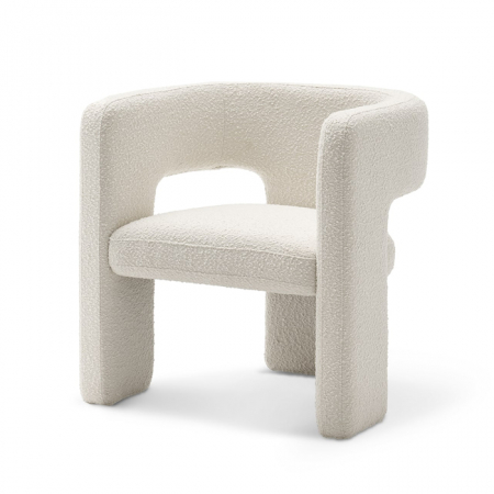 Sufragerii - Fotoliu modern din stofă albă „Sculpted Comfort”