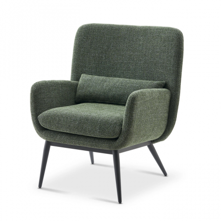 Sufragerii - Fotoliu modern din stofă verde „Forest Relax”