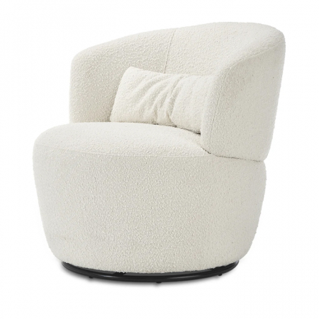 Sufragerii - Fotoliu rotativ din stofă albă „Cozy Retreat”